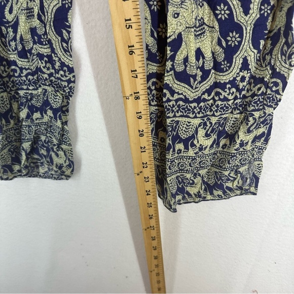 Indian Elephant Harem Boho Flowy Pants Woman’s Medium Blue - Picture 3 of 10